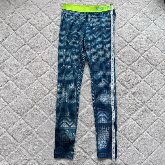 Nike | Blue and Neon Yellow Nike Pro Hyperwarm Nordic Tights | Size Medium - Picture 7 of 9